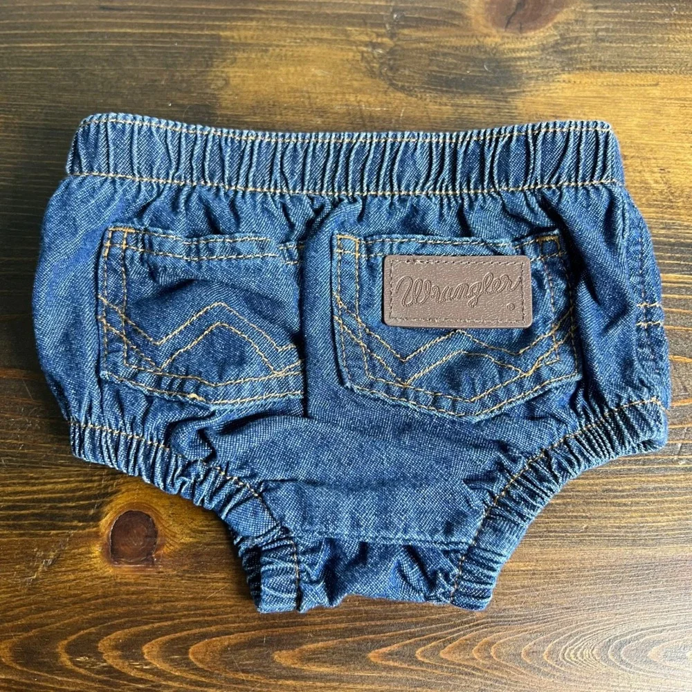 Wrangler Girls Sz 3 Months Denim Diaper Cover Bloomers Western Cowboy Americana